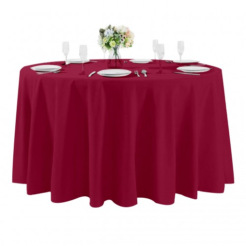 108 Inch Round Polyester Tablecloth Burgundy