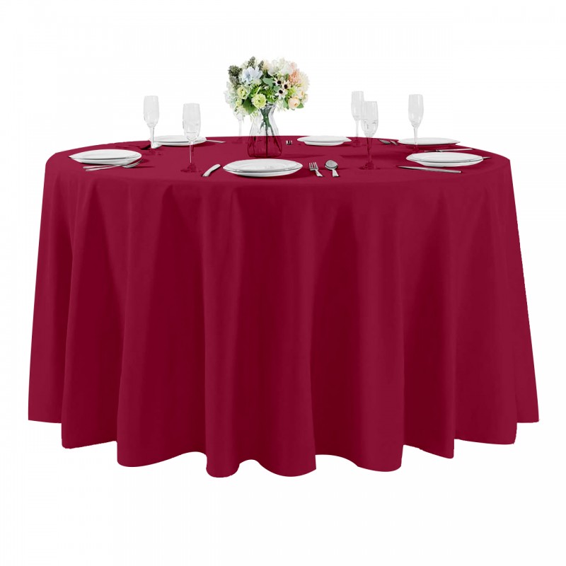 108 Inch Round Polyester Tablecloth Burgundy 