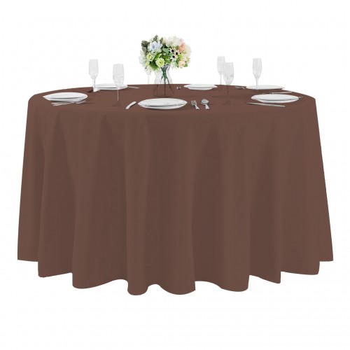 108 Inch Round Polyester Tablecloth Chocolate