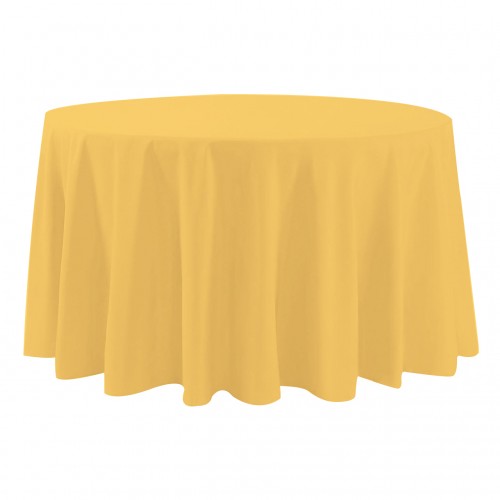 108 Inch Round Polyester Tablecloth Gold