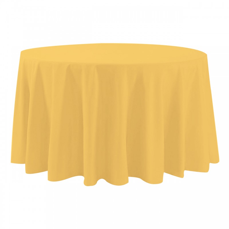 108 Inch Round Polyester Tablecloth Gold