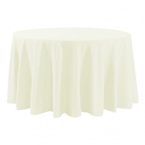 108 Inch Round Polyester Tablecloth Ivory