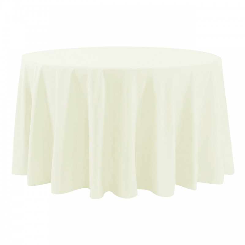 108 Inch Round Polyester Tablecloth Ivory