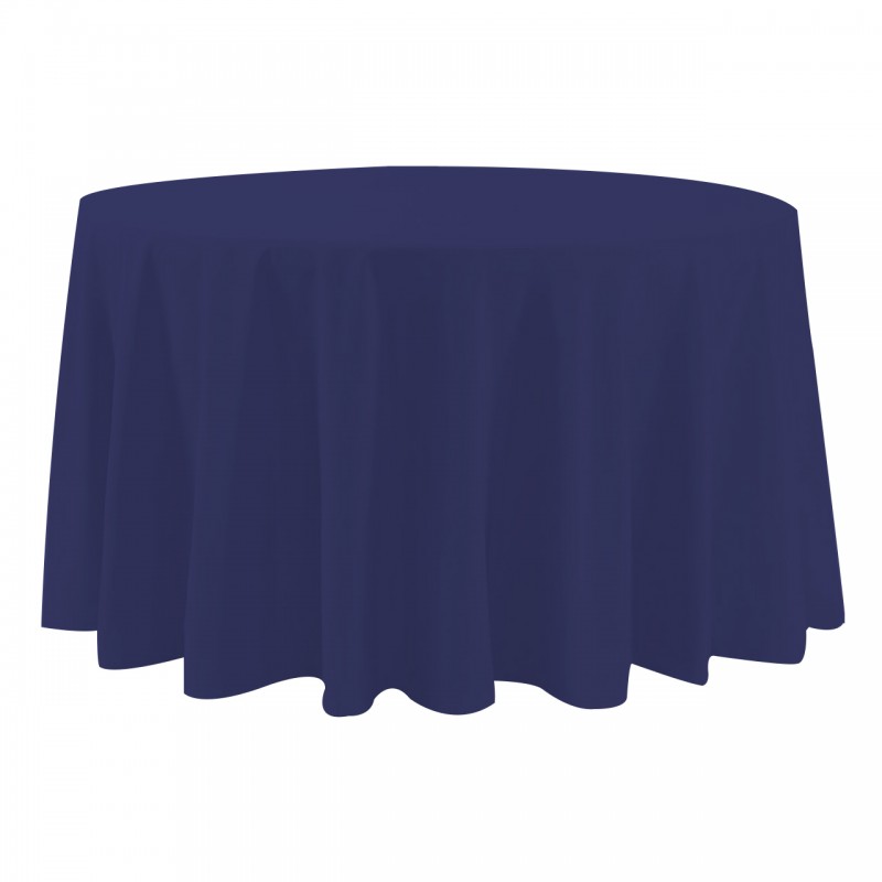 108 Inch Round Polyester Tablecloth Navy Blue 