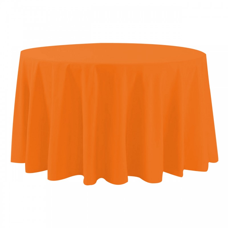 108 Inch Round Polyester Tablecloth Orange 