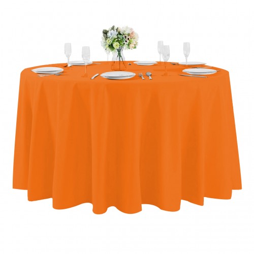 108 Inch Round Polyester Tablecloth Orange 