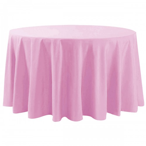 132 Inch Round Polyester Tablecloth Pink