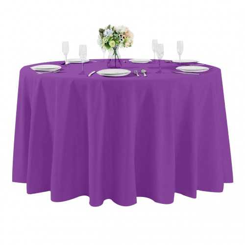 108 Inch Round Polyester Tablecloth Purple