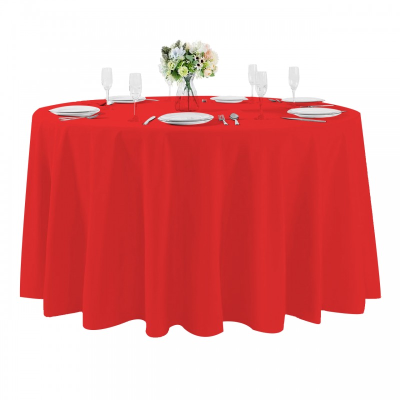 108 Inch Round Polyester Tablecloth Red 