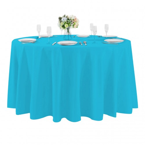 120 Inch Round Polyester Tablecloth Turquoise