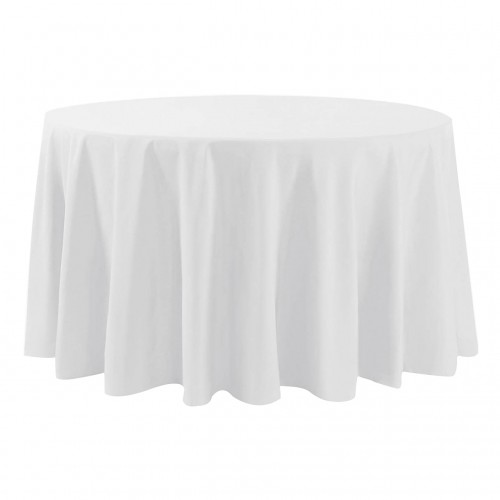 132 Inch Round Polyester Tablecloth White