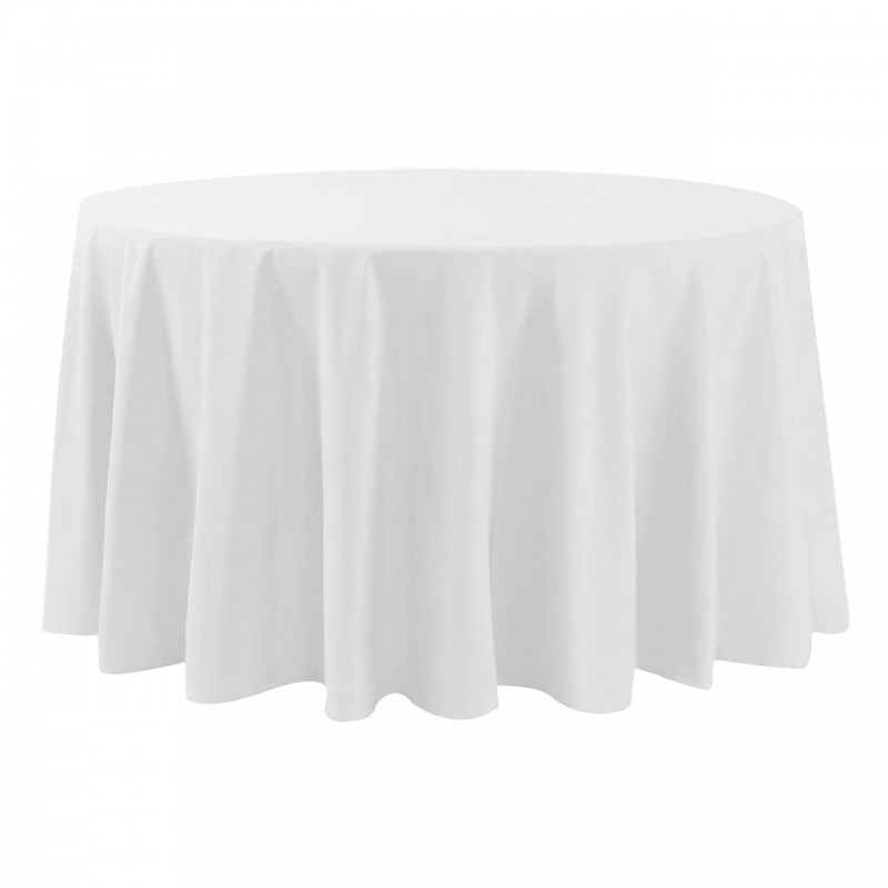 132 Inch Round Polyester Tablecloth White