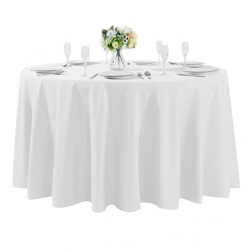 120 Inch Round Polyester Tablecloth White 