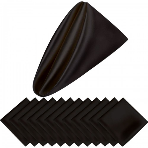 15.75 Inch Satin Cloth Napkins Black