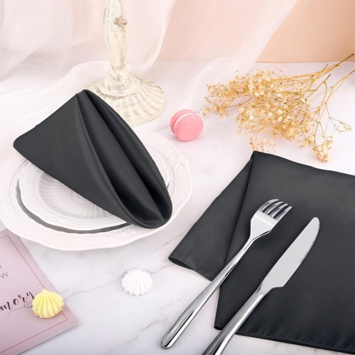 15.75 Inch Satin Cloth Napkins Black