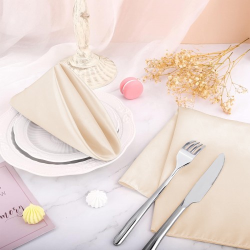 15.75 Inch Satin Cloth Napkins Champagne 