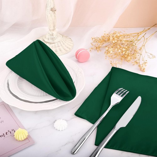 15.75 Inch Satin Cloth Napkins Emerald