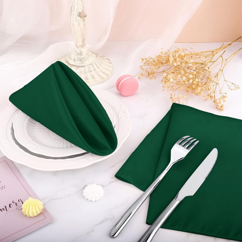 15.75 Inch Satin Cloth Napkins Emerald 