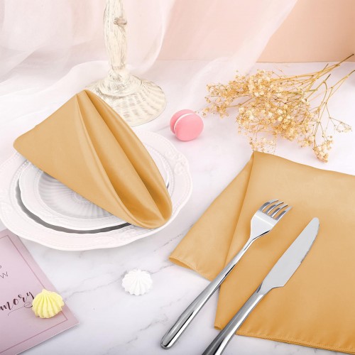 15.75 Inch Satin Cloth Napkins Gold