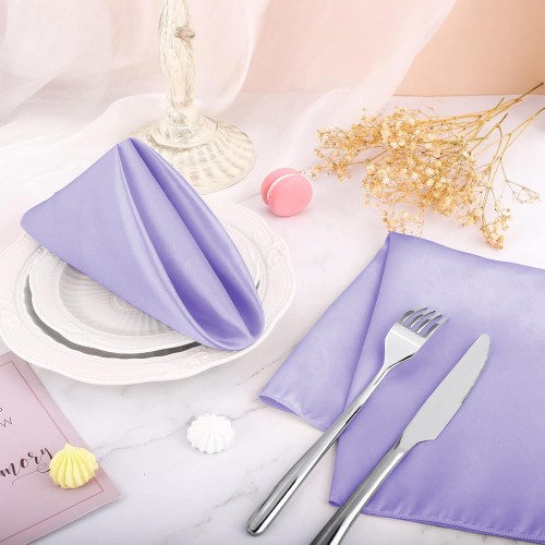 15.75 Inch Satin Cloth Napkins Lavender