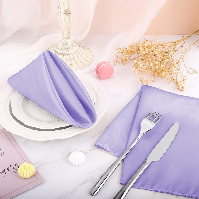 15.75 Inch Satin Cloth Napkins Lavender 