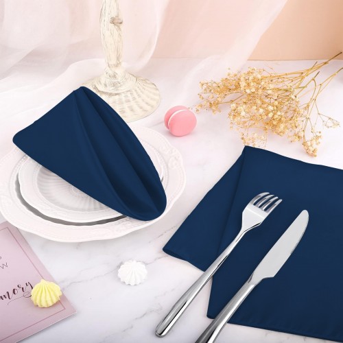 15.75 Inch Satin Cloth Napkins Navy Blue 