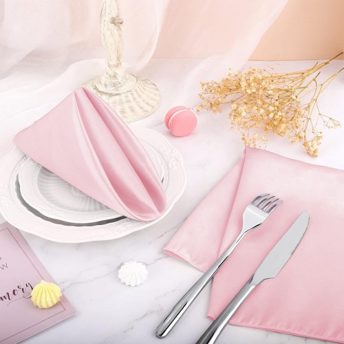 15.75 Inch Satin Cloth Napkins Pink 