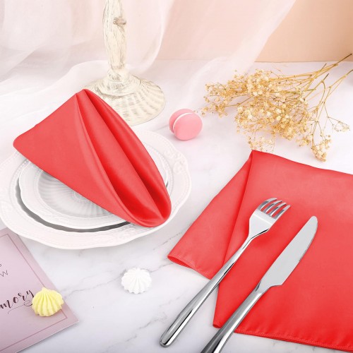 15.75 Inch Satin Cloth Napkins Red