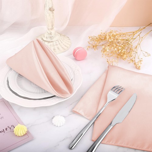 15.75 Inch Satin Cloth Napkins Rose Gold 