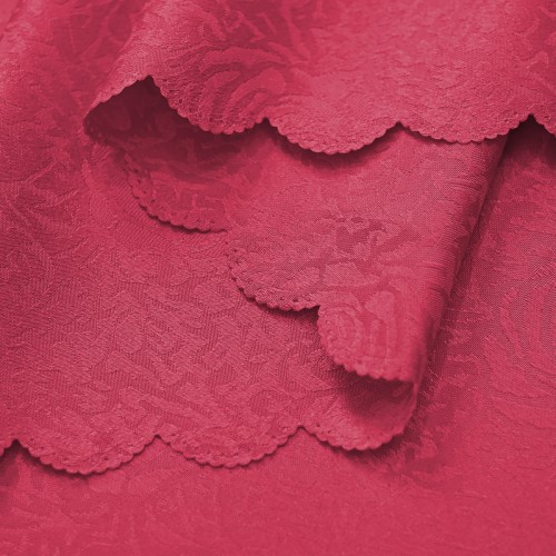 Oval Jacquard Tablecloth Peony Damask Patterns Table Cloth Burgundy