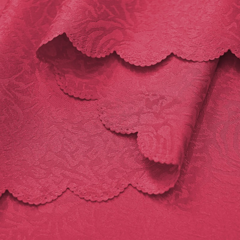 Oval Jacquard Tablecloth Peony Damask Patterns Table Cloth Burgundy 