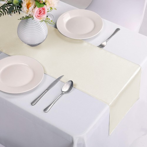 14 x 108 Inch Satin Table Runner Beige 