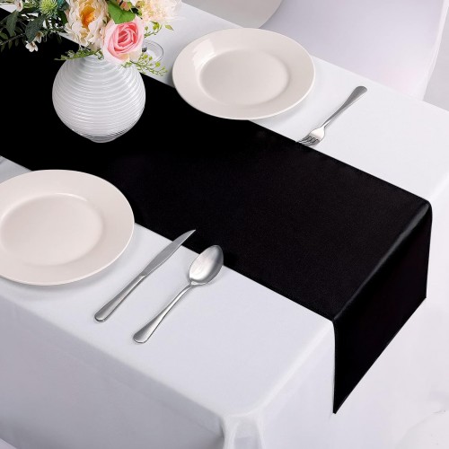 14 x 108 Inch Satin Table Runner Black 