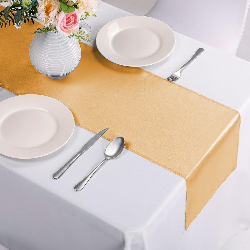 14 x 108 Inch Satin Table Runner Gold 