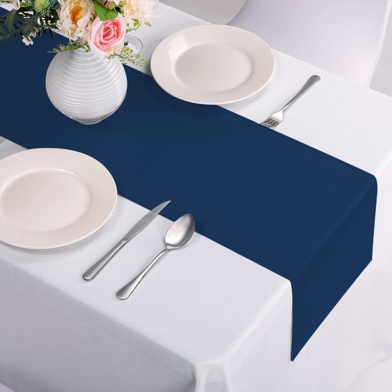 14 x 108 Inch Satin Table Runner Navy Blue 