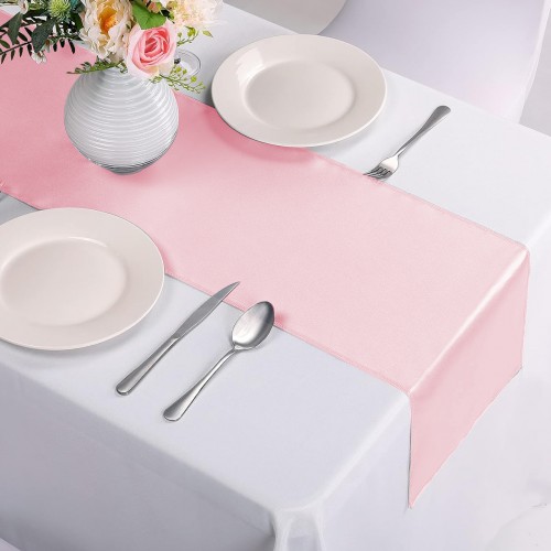 14 x 108 Inch Satin Table Runner Pink 