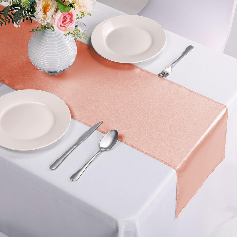 14 x 108 Inch Satin Table Runner Rose Gold 