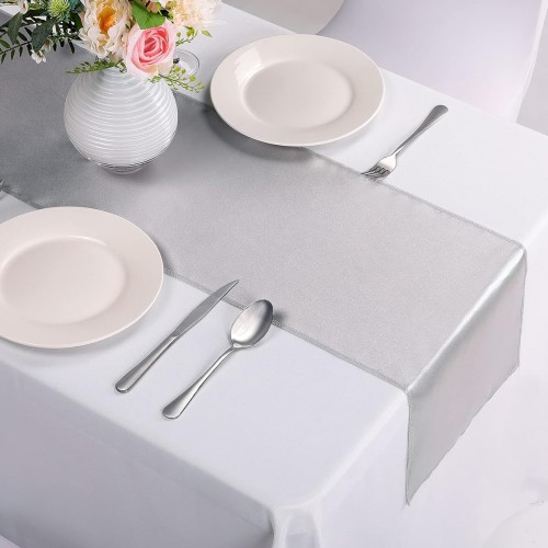 14 x 108 Inch Satin Table Runner Silver 