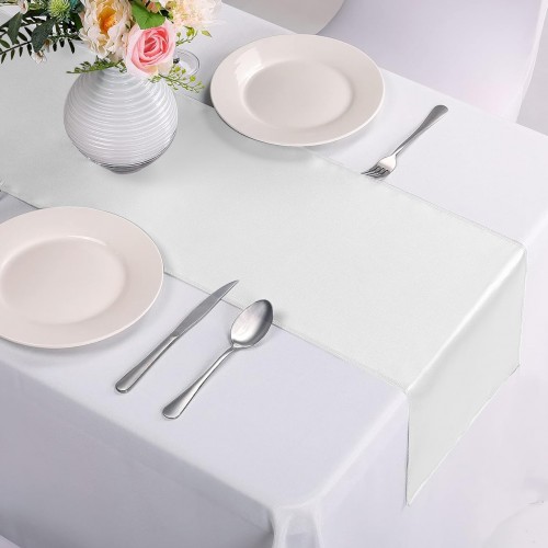 14 x 108 Inch Satin Table Runner White