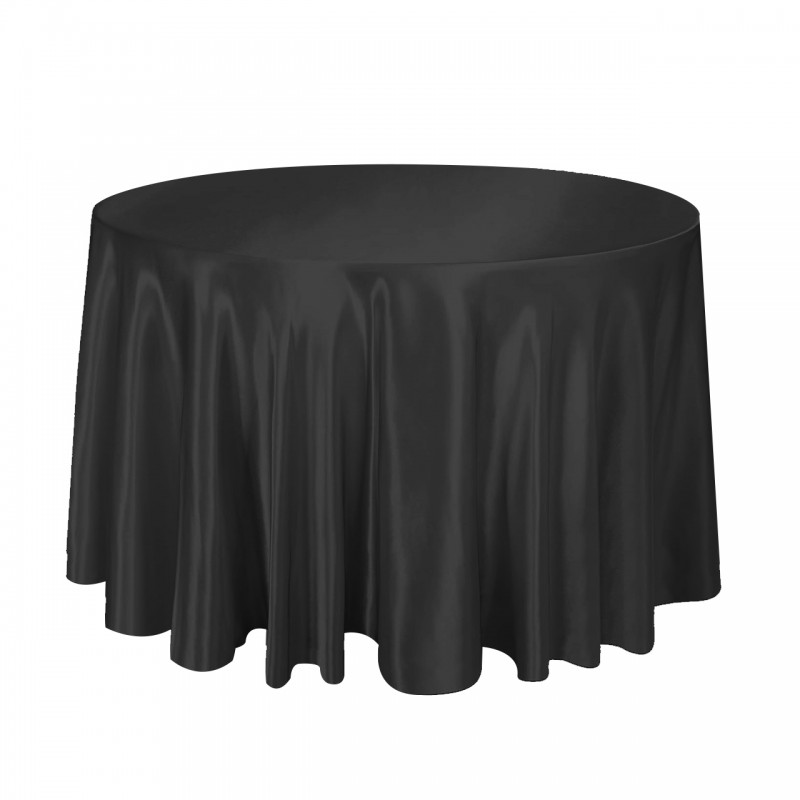 120 Inch Round Satin Tablecloth Black