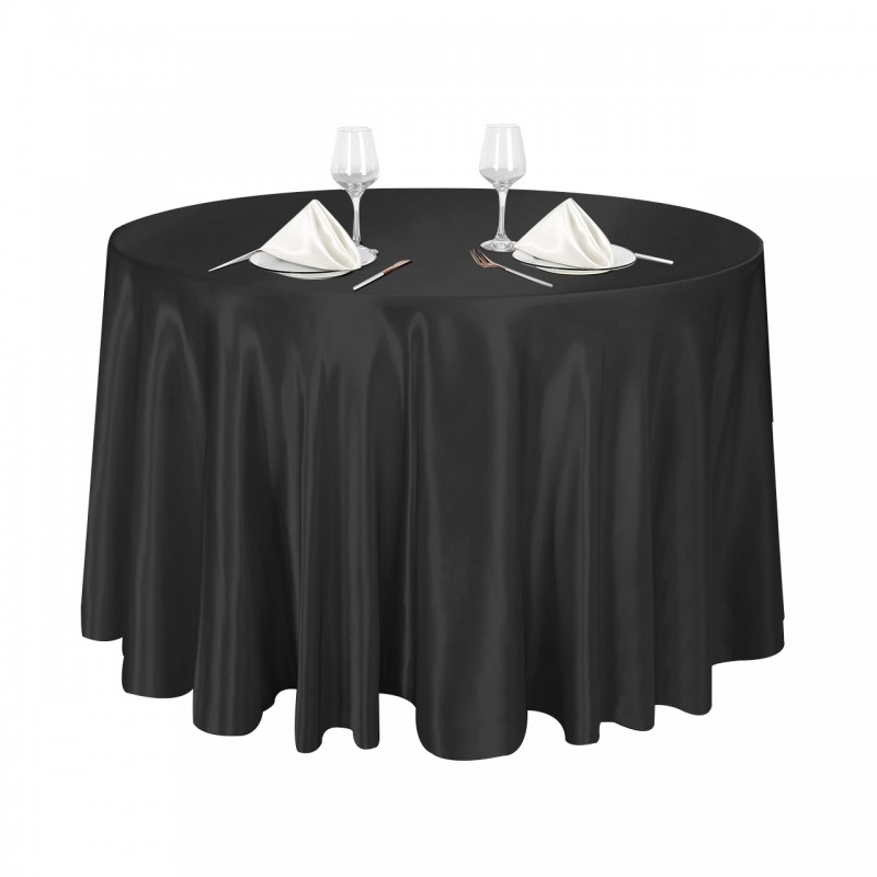 120 Inch Round Satin Tablecloth Black 