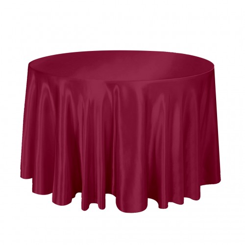 120 Inch Round Satin Tablecloth Burgundy