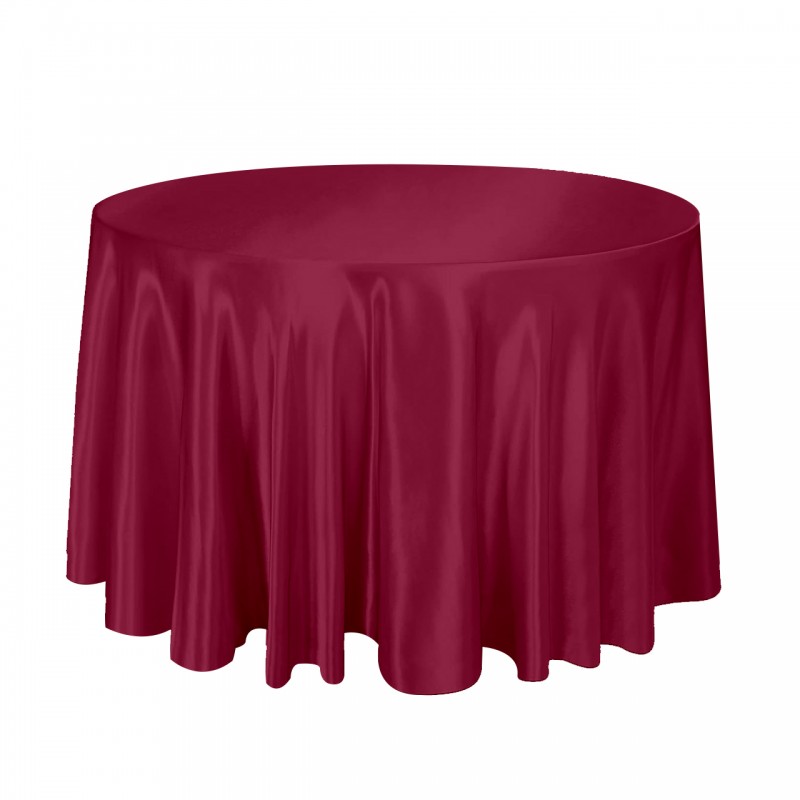 120 Inch Round Satin Tablecloth Burgundy