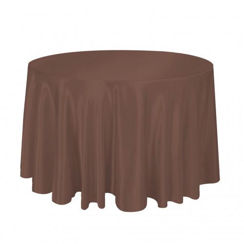 120 Inch Round Satin Tablecloth Chocolate