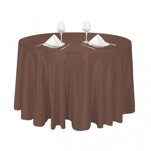 120 Inch Round Satin Tablecloth Chocolate