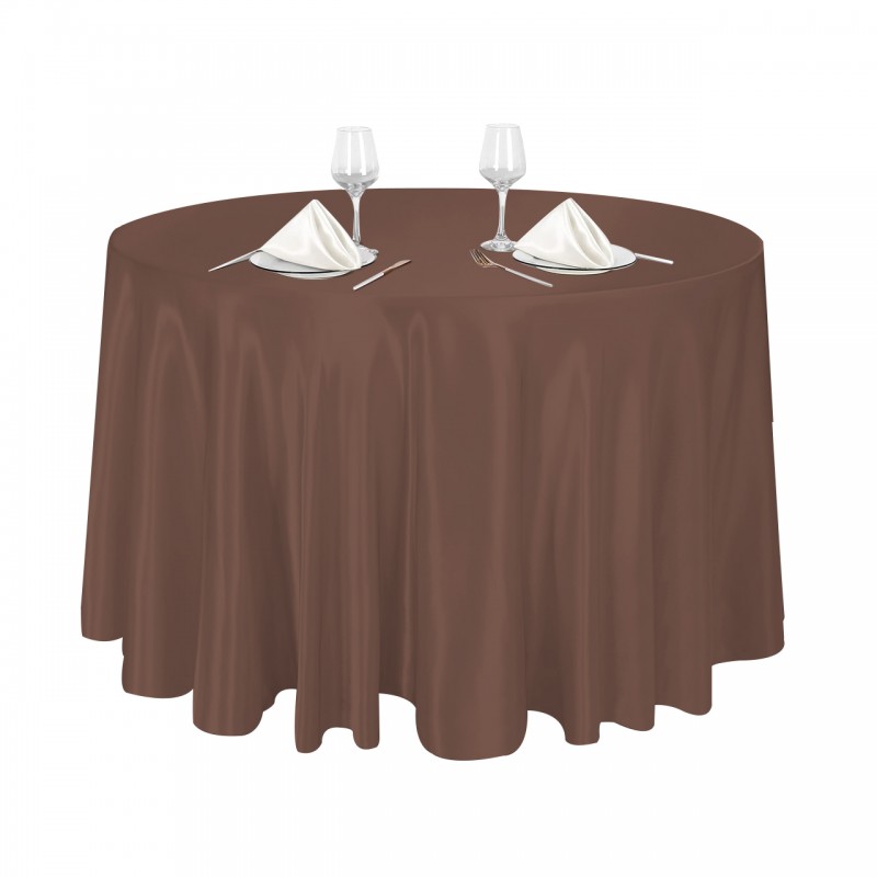 120 Inch Round Satin Tablecloth Chocolate 