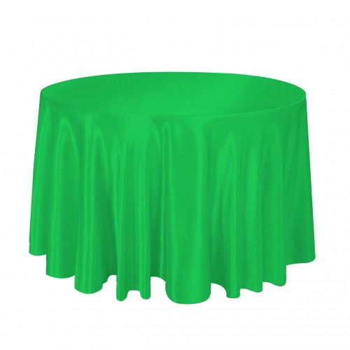 120 Inch Round Satin Tablecloth Emerald