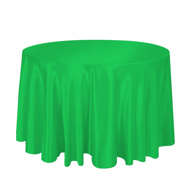 120 Inch Round Satin Tablecloth Emerald 