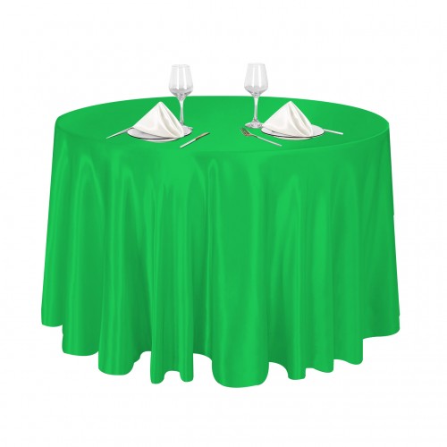 120 Inch Round Satin Tablecloth Emerald