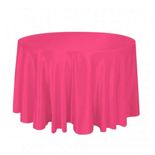 120 Inch Round Satin Tablecloth Fuchsia